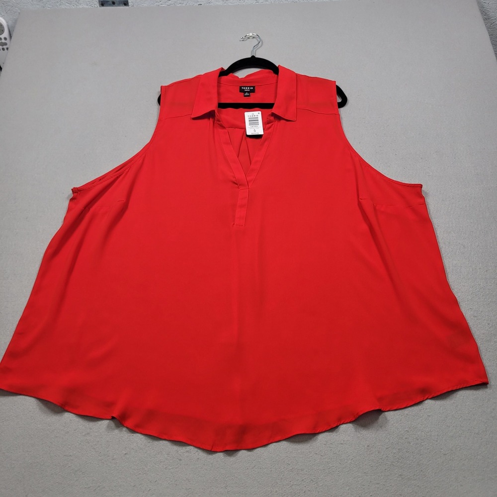 Torrid Harper Red Georgette Sleeveless Blouse Top 5X 28 Adrenaline Rush 43810523